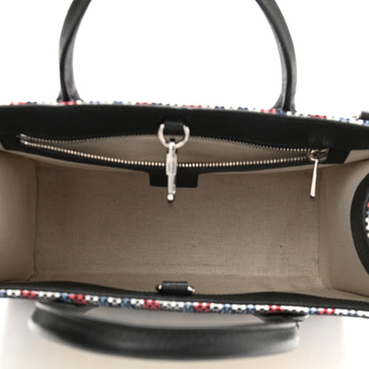 Gucci Canvas Plaid ICCUG Embroidered Small Tote Bag Black White Red Blue Smile Yellow 5 of 10