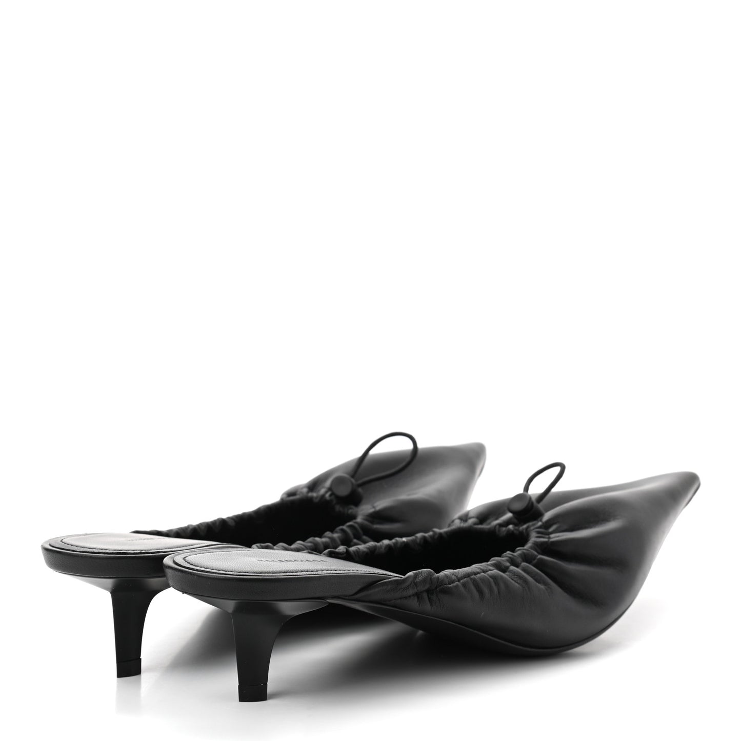Smooth Nappa Pointed Toe Scrunch Knife 40mm Mules 40 Black