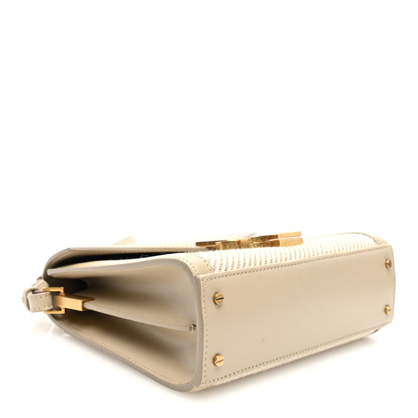 Canvas Calfskin Mini Classic Monogram Cassandra Top Handle Beige Cream