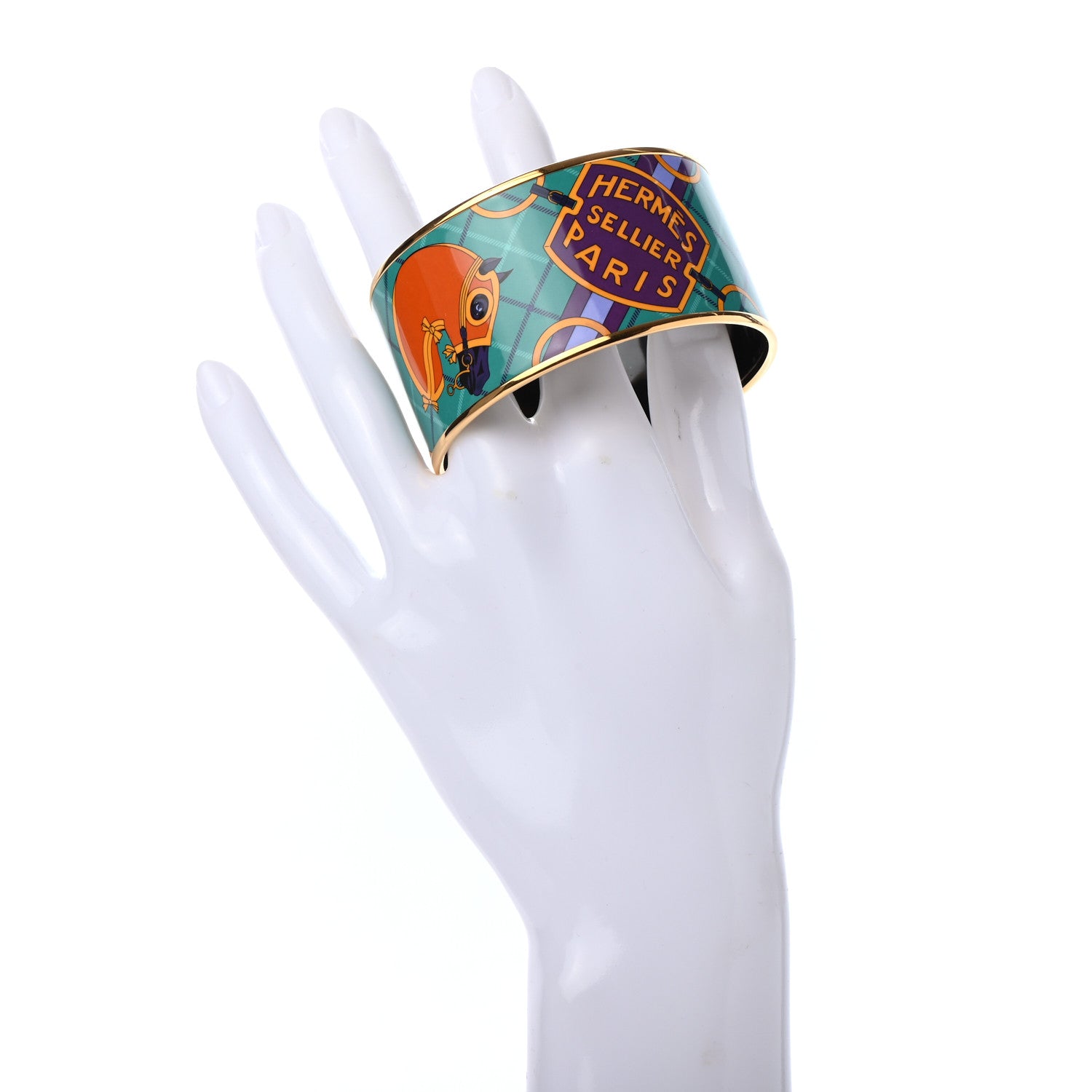Hermes Enamel Printed Extra Wide Bracelet 65 2 of 5
