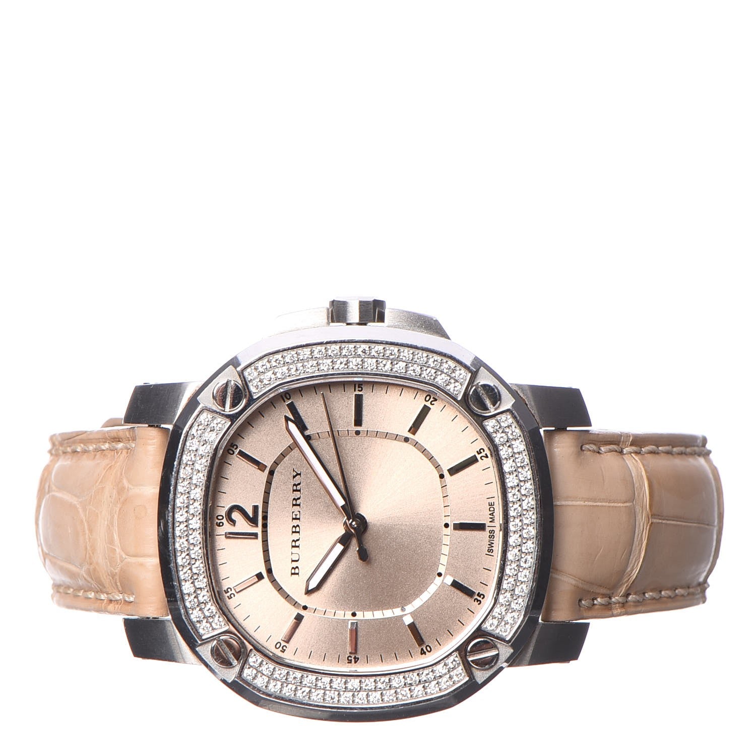 Burberry Stainless Steel Alligator Diamond Bezel 38mm The Britain Quartz Watch Champagne BBY1400 3 of 7
