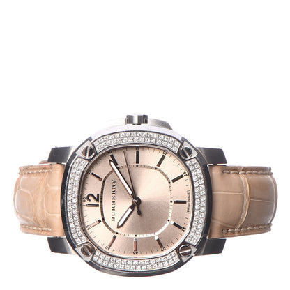 Burberry Stainless Steel Alligator Diamond Bezel 38mm The Britain Quartz Watch Champagne BBY1400 3 of 7