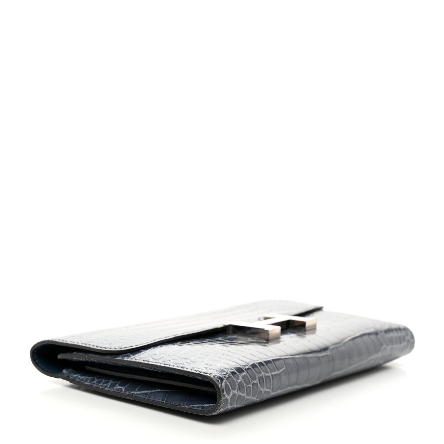 Shiny Alligator Constance Long Wallet Blue Jean
