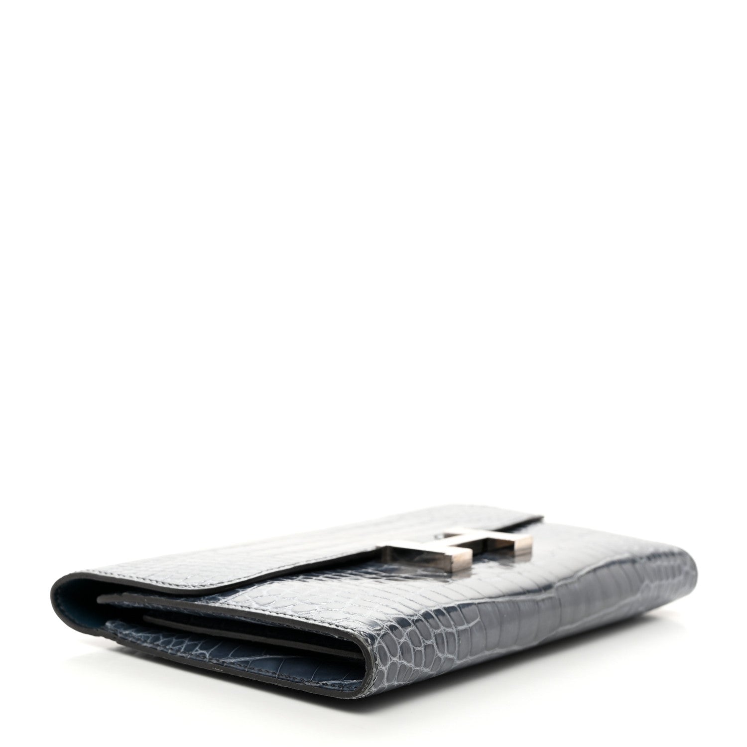 Hermes Shiny Alligator Constance Long Wallet Blue Jean 4 of 13