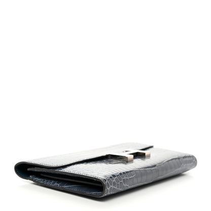 Hermes Shiny Alligator Constance Long Wallet Blue Jean 4 of 13