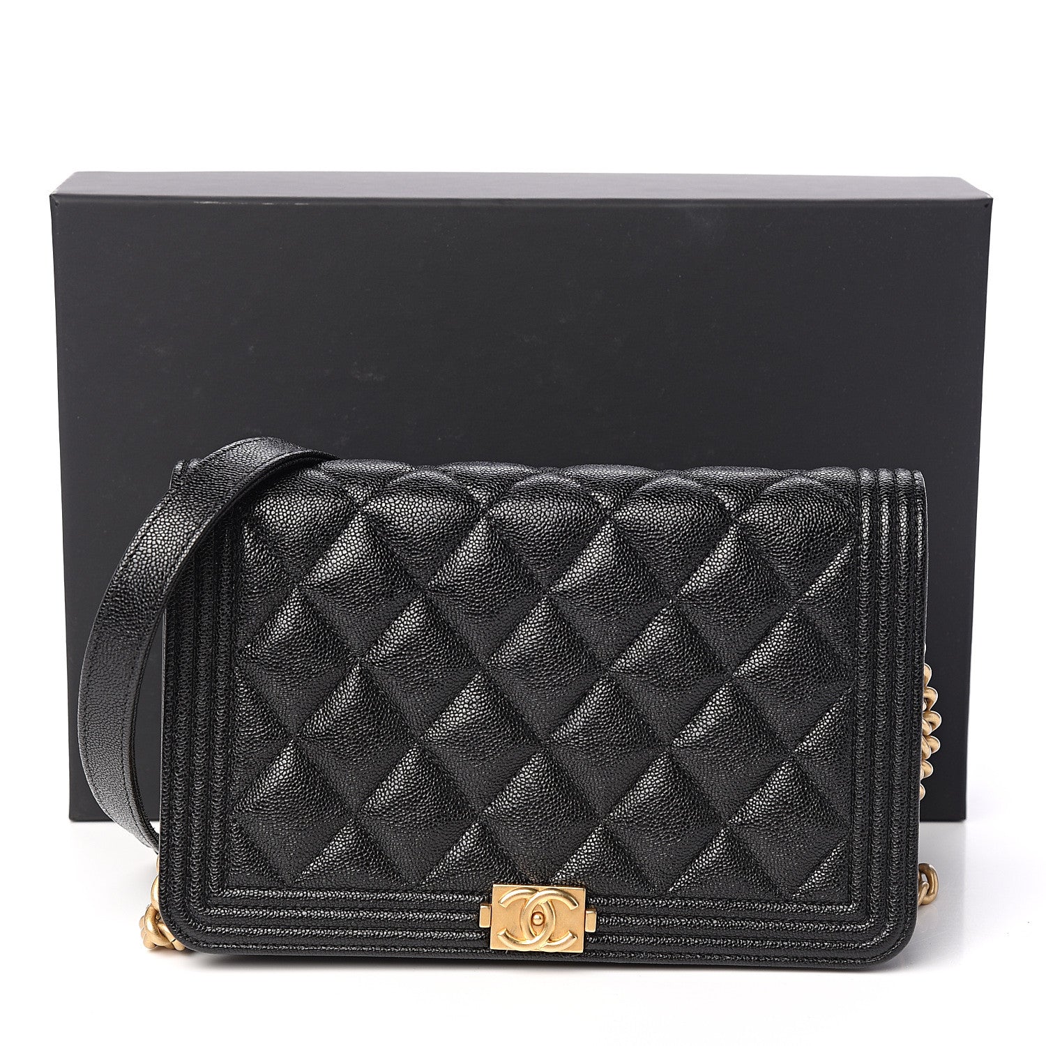 Chanel Caviar Quilted Boy Wallet On Chain WOC Black 11 of 11