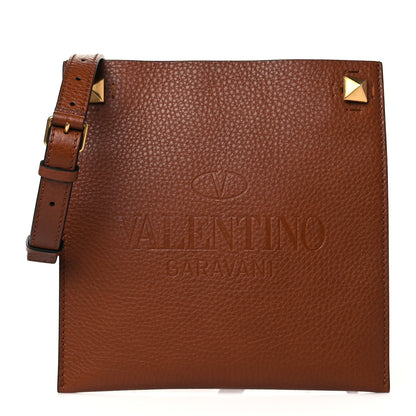 Valentino Garavani Pebbled Calfskin Roman Stud Logo Crossbody Pouch Selleria 1 of 9