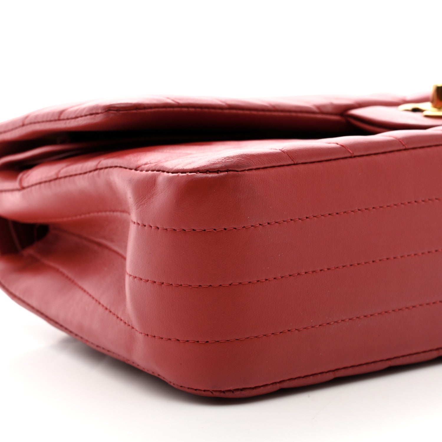 Chanel Lambskin Chevron Quilted Medium Double Flap Red 9 of 12