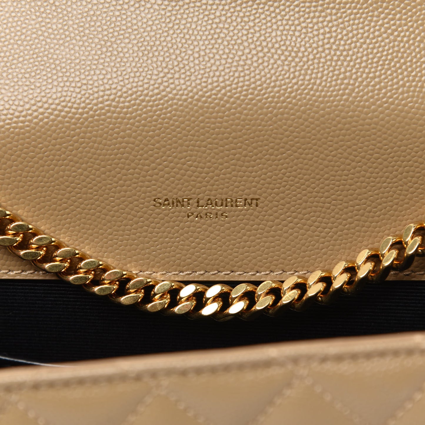 Grain De Poudre Textured Mixed Matelasse Triquilt Small Monogram Satchel Dark Beige