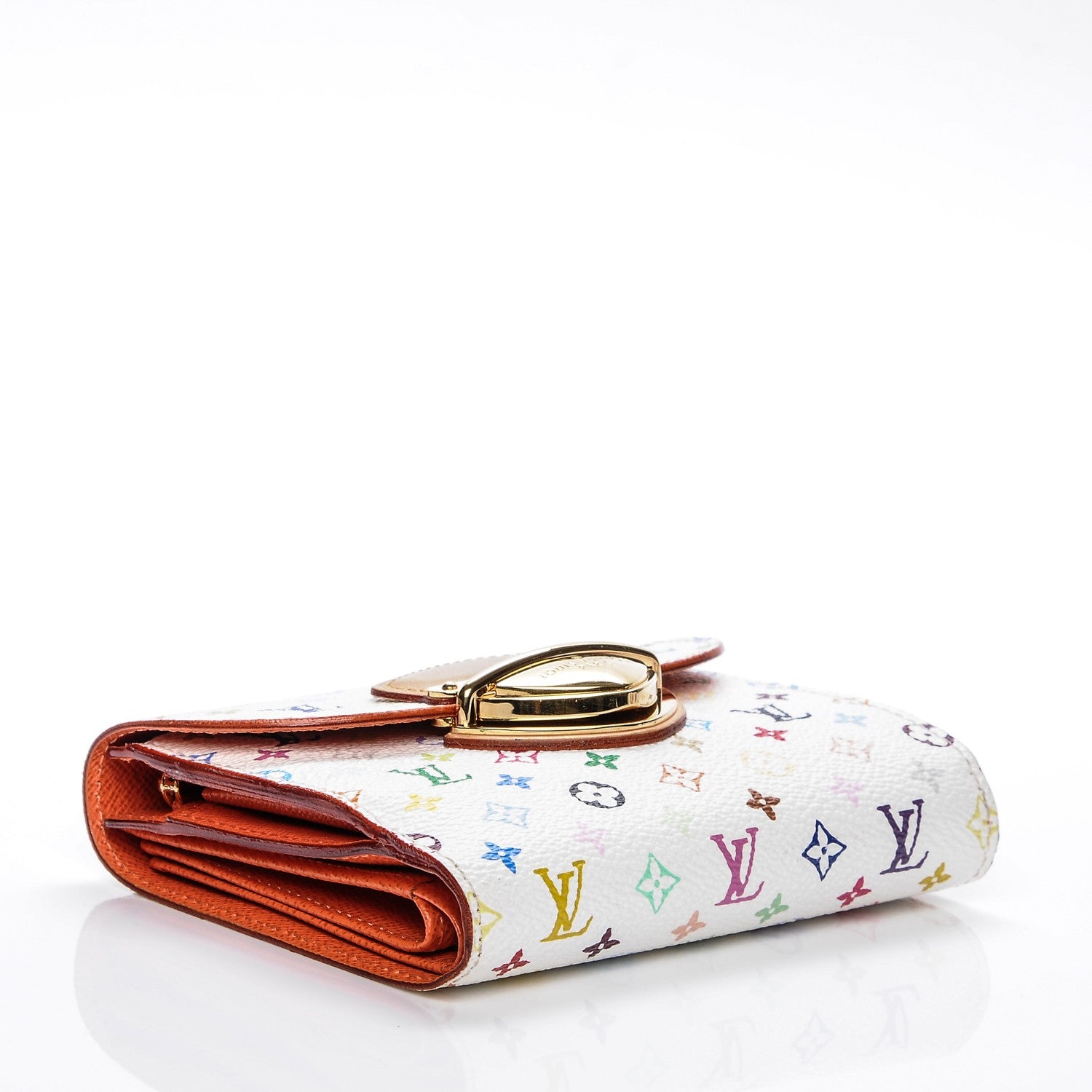 Louis Vuitton Monogram Multicolor Joey Wallet White Orange 4 of 7