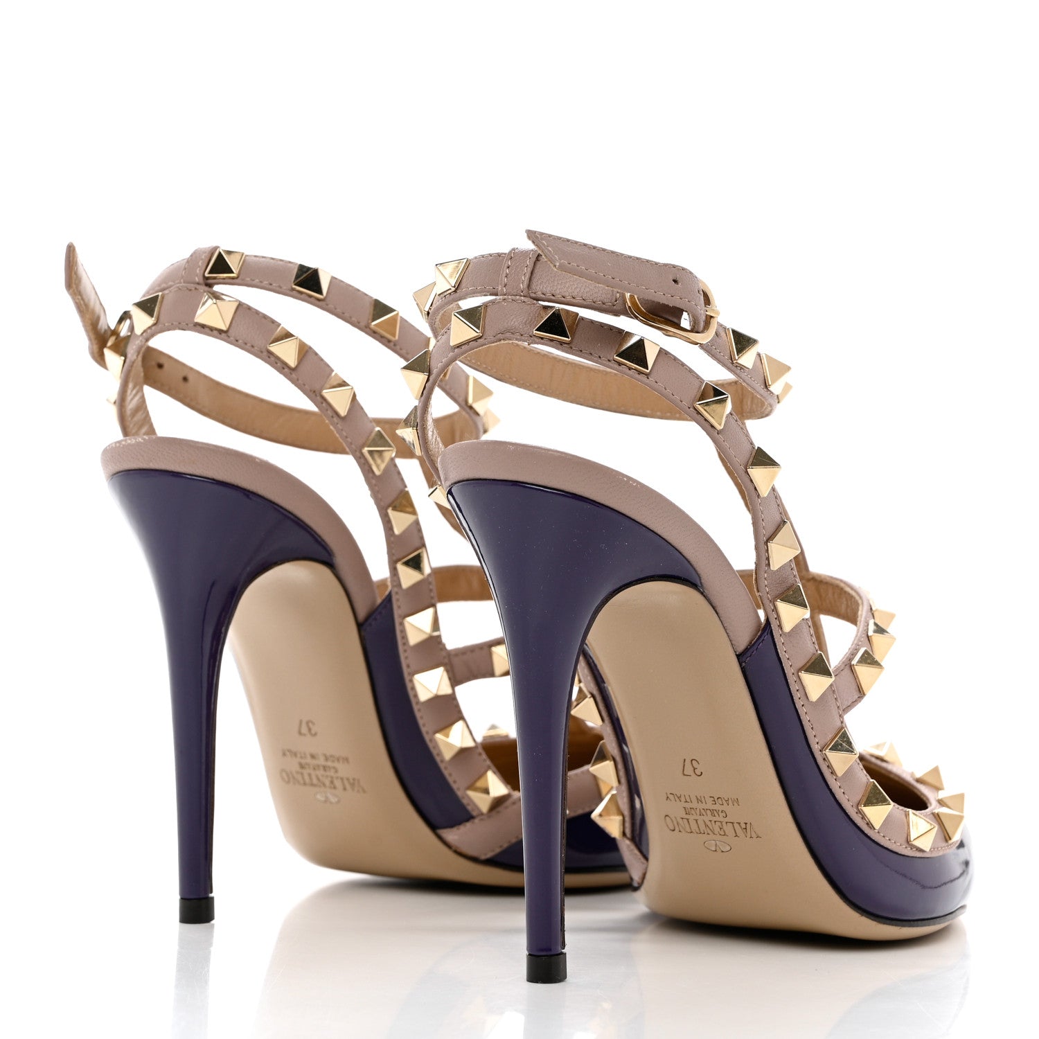 Valentino Garavani Patent Nappa Rockstud Ankle Strap 100mm Pumps 37 Purple Poudre 4 of 8
