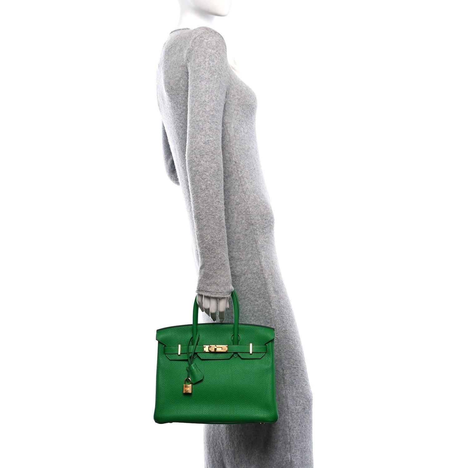 Hermes Taurillon Clemence Birkin 30 Bambou 3 of 12