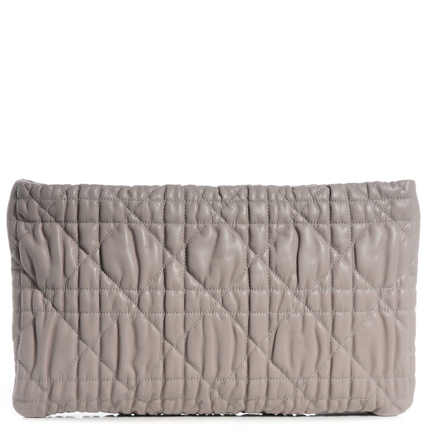 Lambskin Quilted Delidior Cannage Clutch Grey