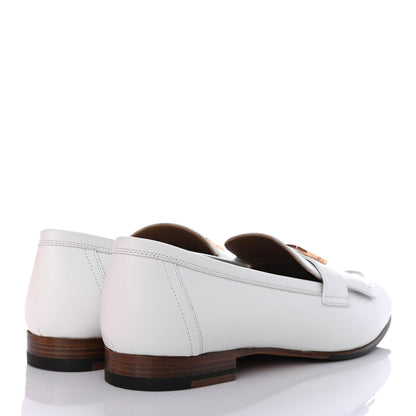 Hermes Calfskin Womens Royal Loafers 37.5 White 3 of 4