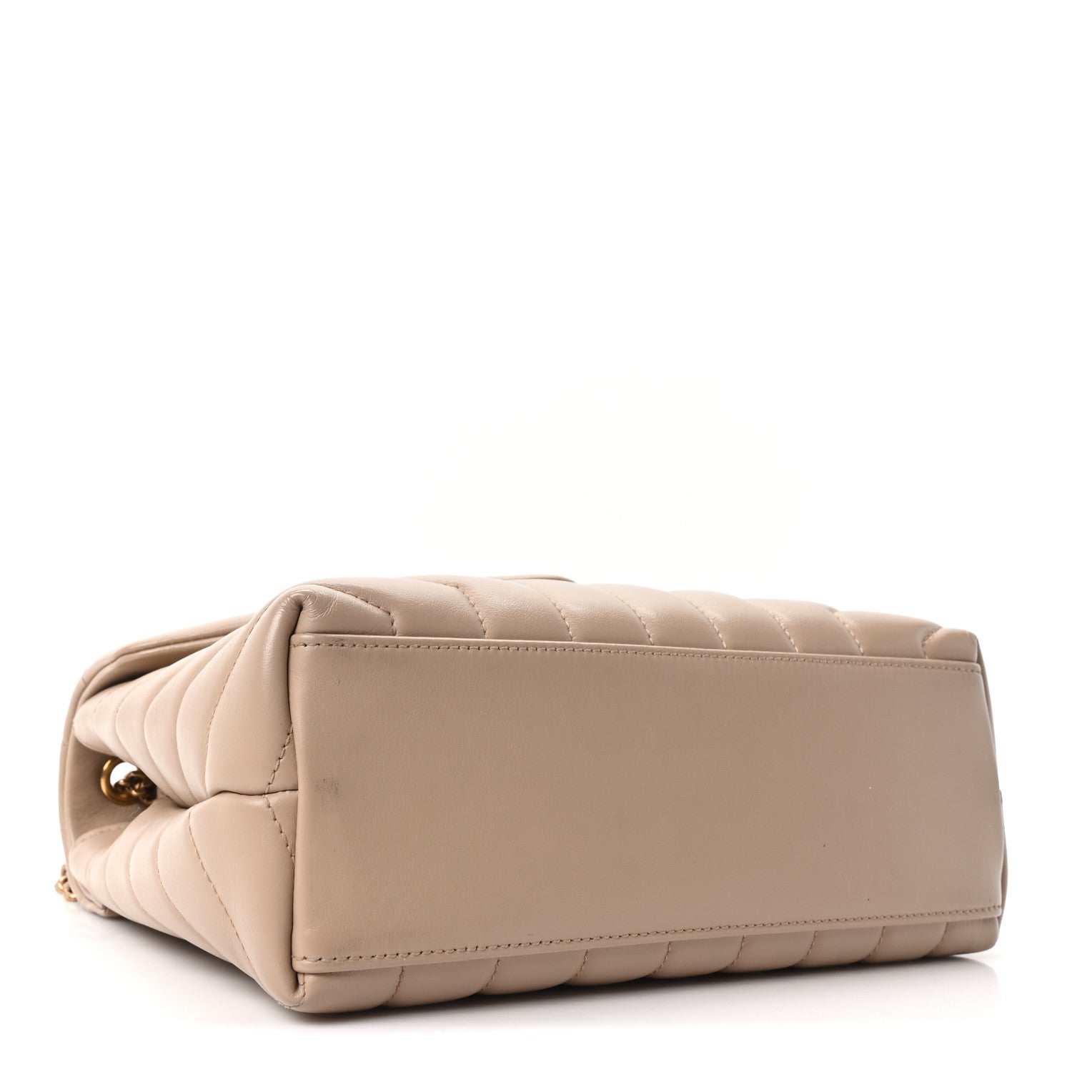 Saint Laurent Calfskin Y Quilted Monogram Small Loulou Chain Satchel Dark Beige 4 of 10