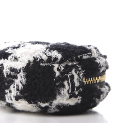 Chanel Tweed Shearling Quilted Coin Purse Ecru Black 6 of 8