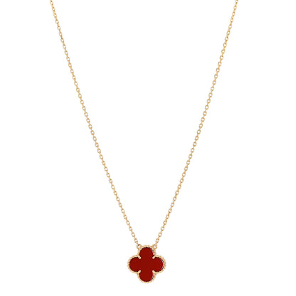 Van Cleef & Arpels 18K Yellow Gold Carnelian Vintage Alhambra Pendant Necklace 1 of 6