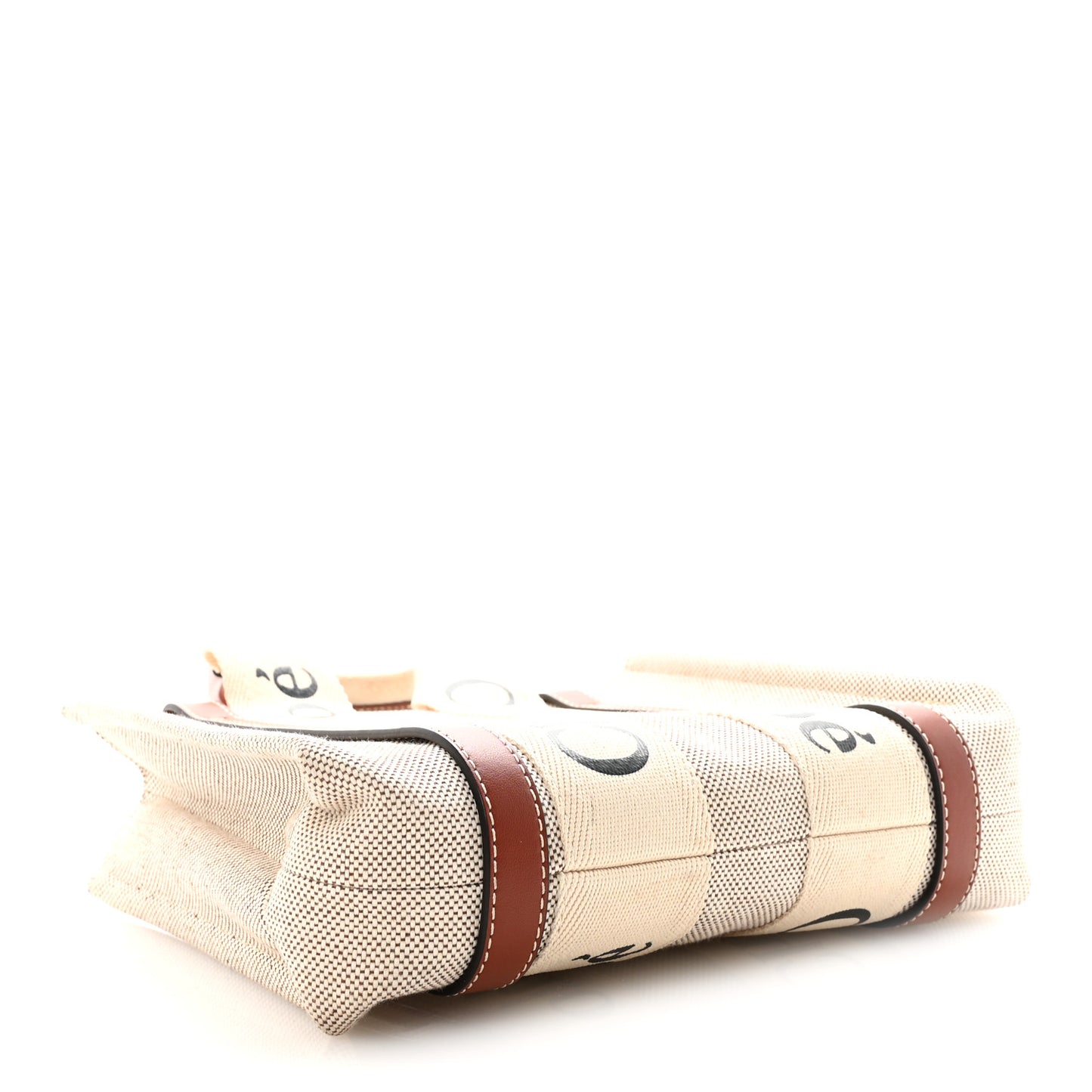 Cotton Calfskin Small Woody Ribbon Tote  White Brown