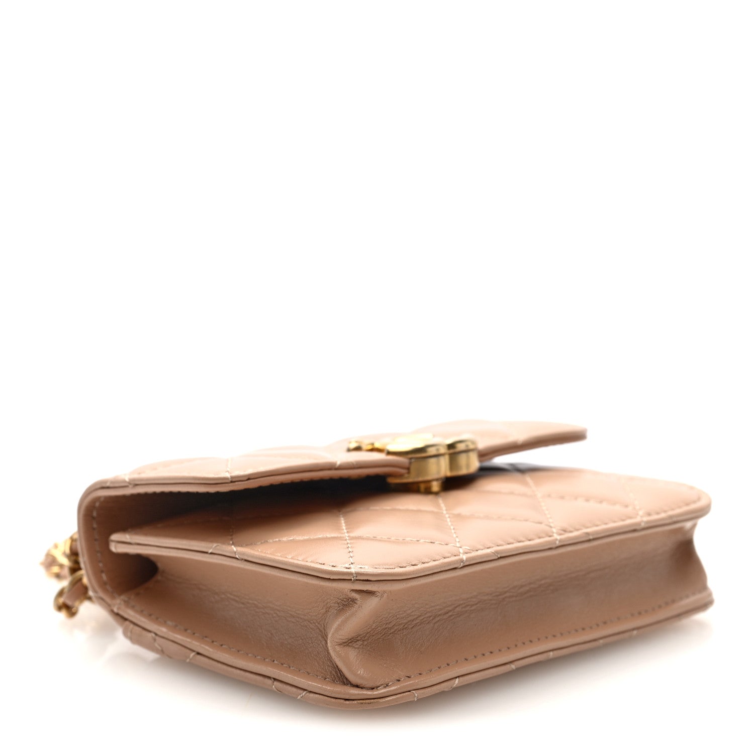 Chanel Calfskin Quilted Perfect Fit Coin Purse With Chain Beige 3 of 10