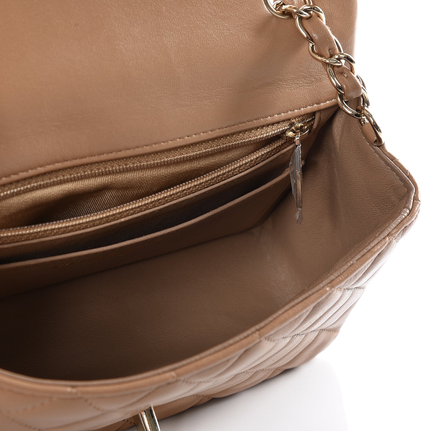 Lambskin Quilted Mini Rectangular Flap Beige