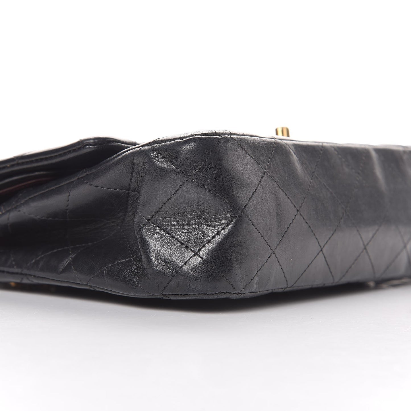 Lambskin Quilted Medium Double Flap Black
