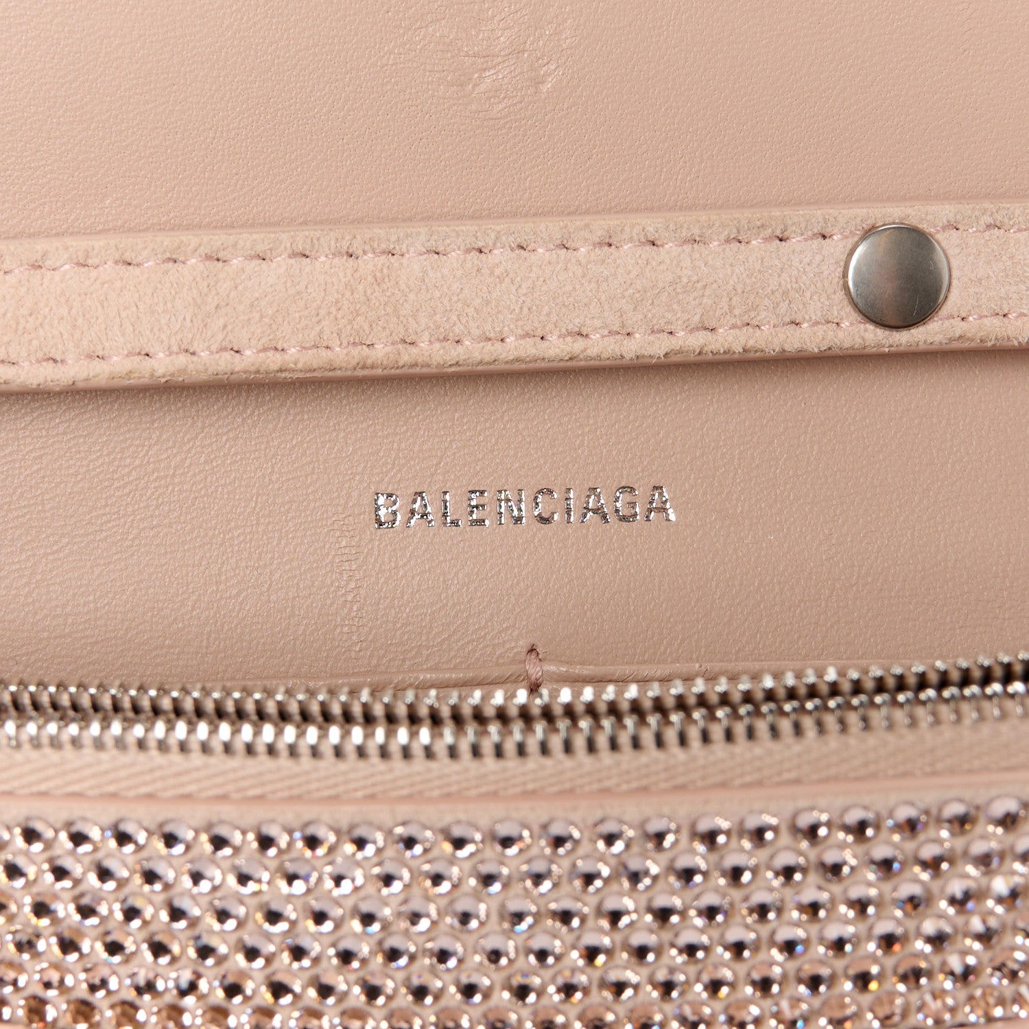 Balenciaga Strass Suede Crystal Hourglass Chain Bag Rose Gold 5 of 11
