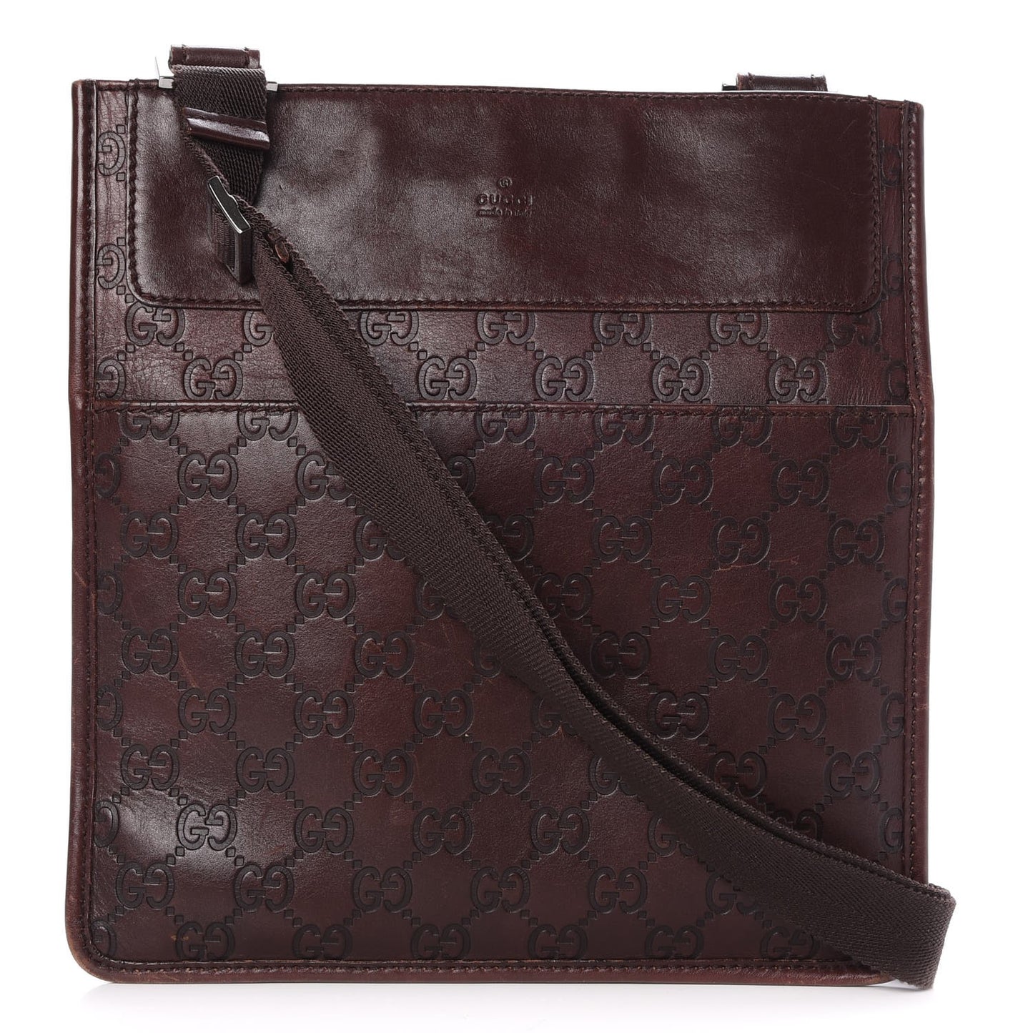 Guccissima Medium Flat Messenger Bag Dark Brown