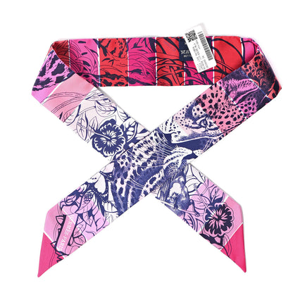 Hermes Silk Jungle Love Rainbow Twilly Rose Vif Encre White 1 of 5