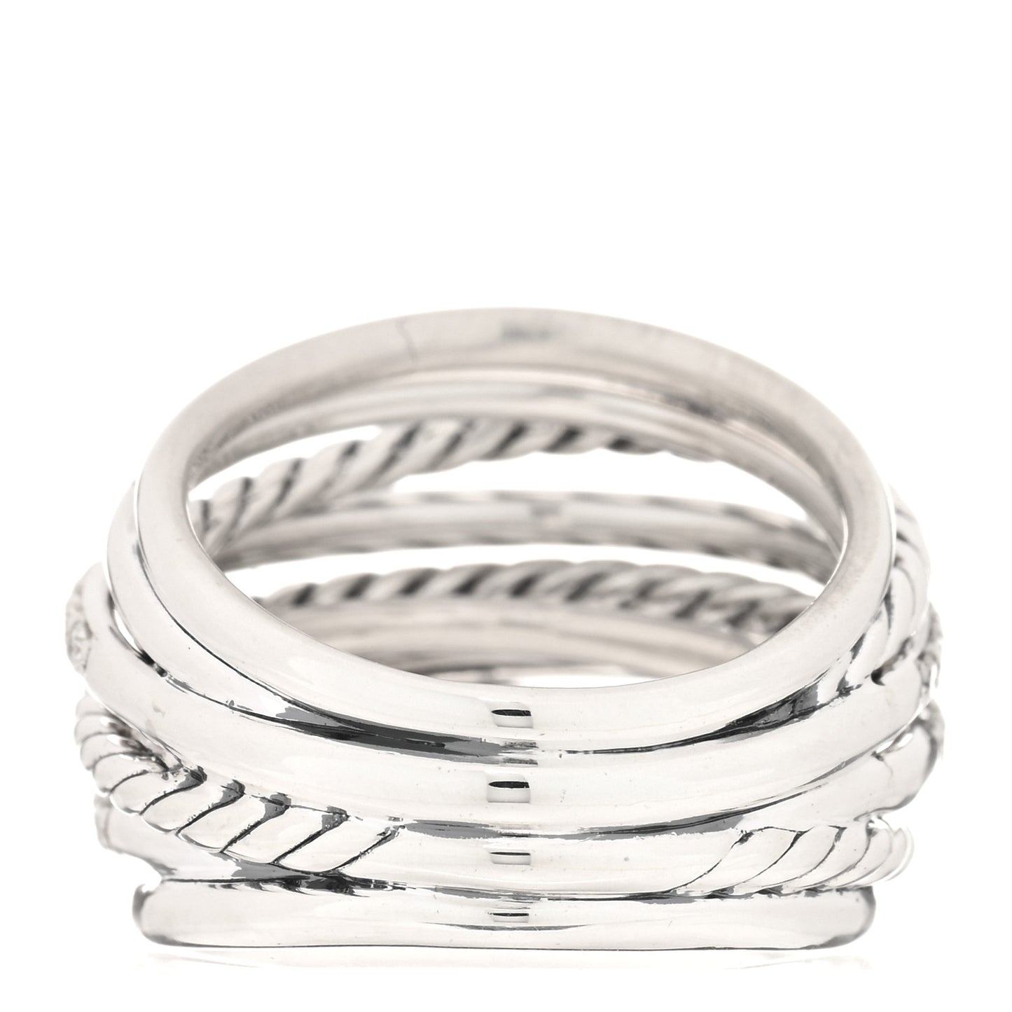 Sterling Silver Diamond 18mm Wide Crossover Ring 54 6.75