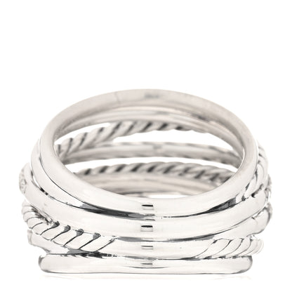David Yurman Sterling Silver Diamond 18mm Wide Crossover Ring 54 6.75 3 of 4