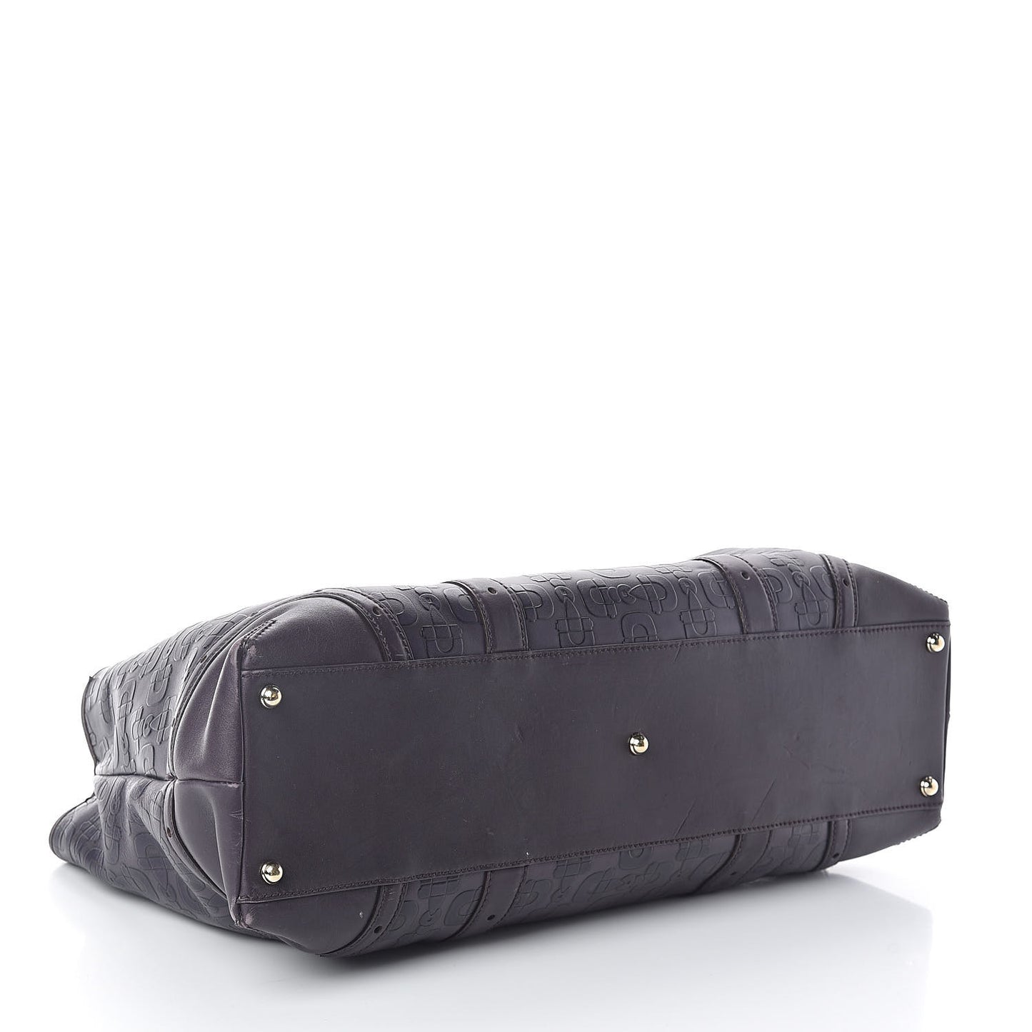Calfskin Horsebit Embossed Large Glam Shoulder Bag Purple