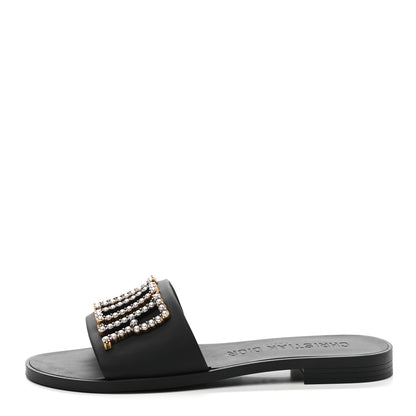 Christian Dior Matte Calfskin Pearl Dio(r)evolution Slide Sandals 38 Black 1 of 8