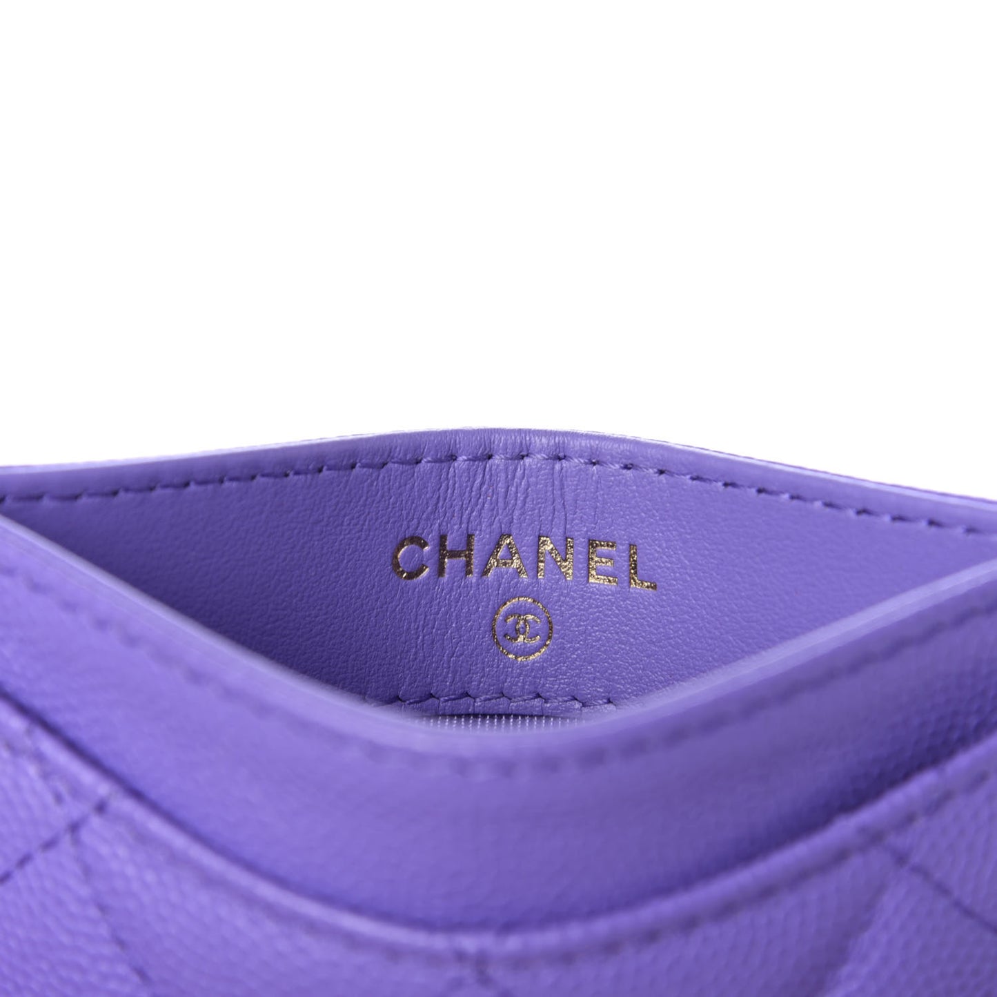 Caviar Quilted Card Holder Purple