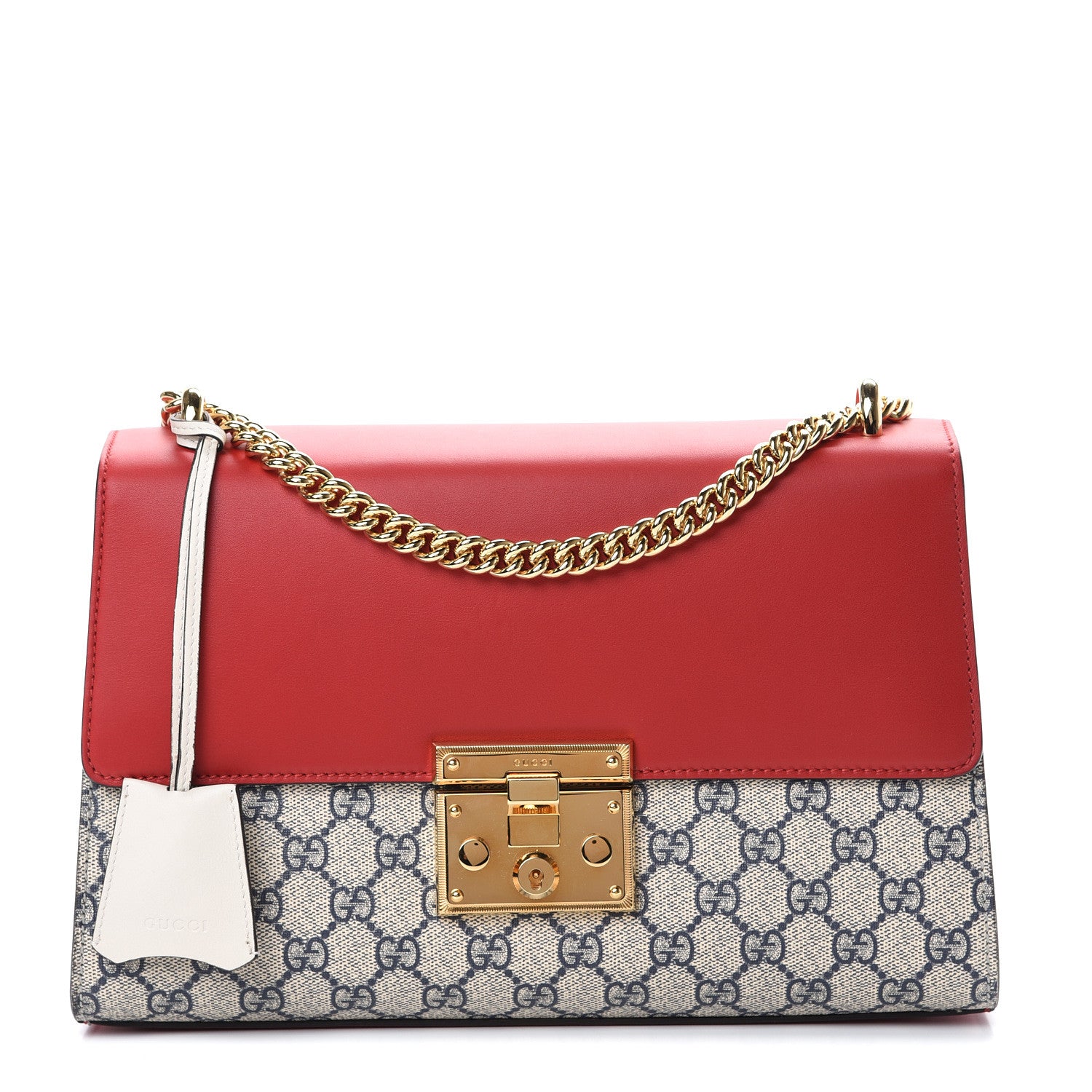 Gucci GG Supreme Monogram Moon Calfskin Medium Padlock Shoulder Bag Beige Blue Hibiscus Red Mystic White 1 of 12