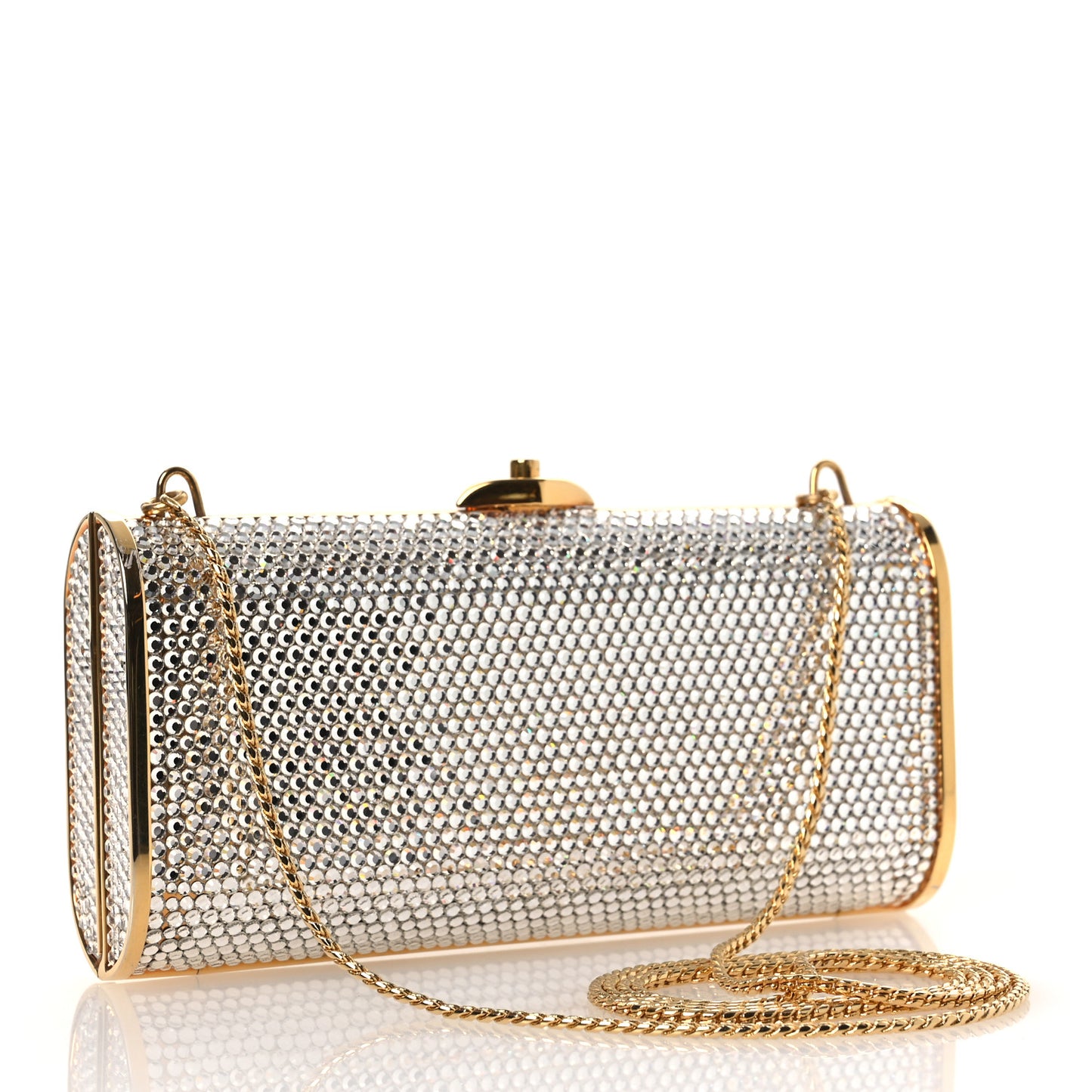 Swarovski Crystal Minaudiere Clutch Silver Gold