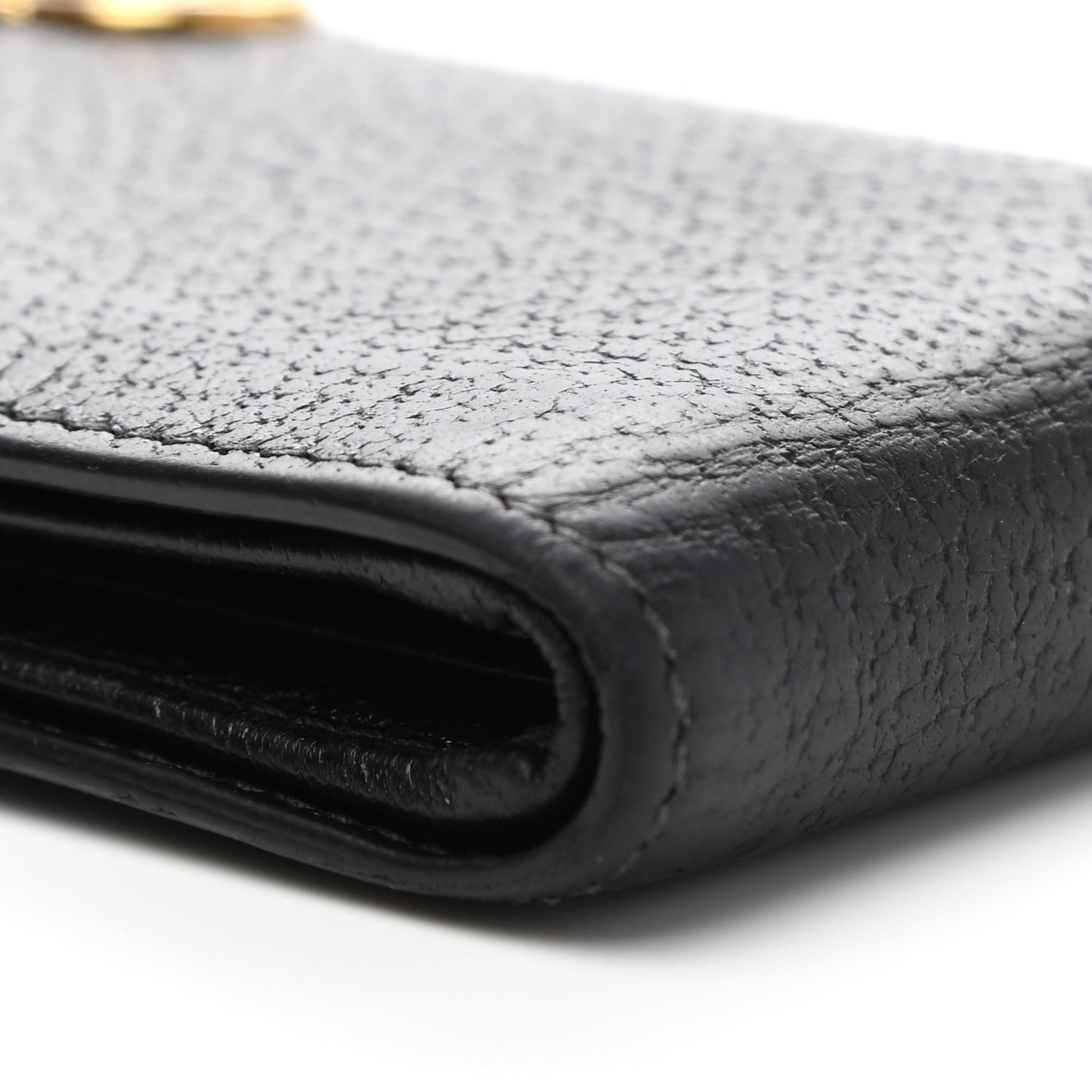 Calfskin Boar Effect GG Marmont Bi-Fold Wallet Black
