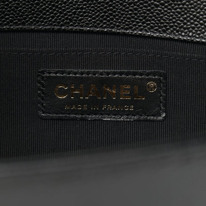 Chanel Caviar Chevron Quilted Medium Boy Flap Black 6 of 12
