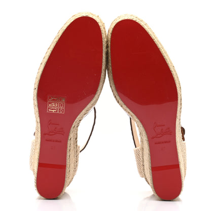 Christian Louboutin Calfskin Crocodile Embossed Amelia 90 Espadrille Wedges 37 Brown 5 of 7