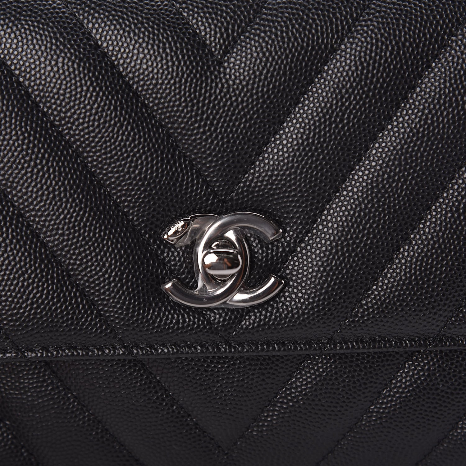 Chanel Caviar Chevron Quilted Mini Coco Handle Flap Black 8 of 10