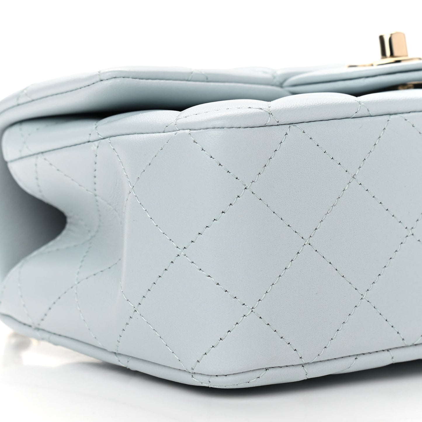 Lambskin Quilted Mini Top Handle Rectangular Flap Light Blue