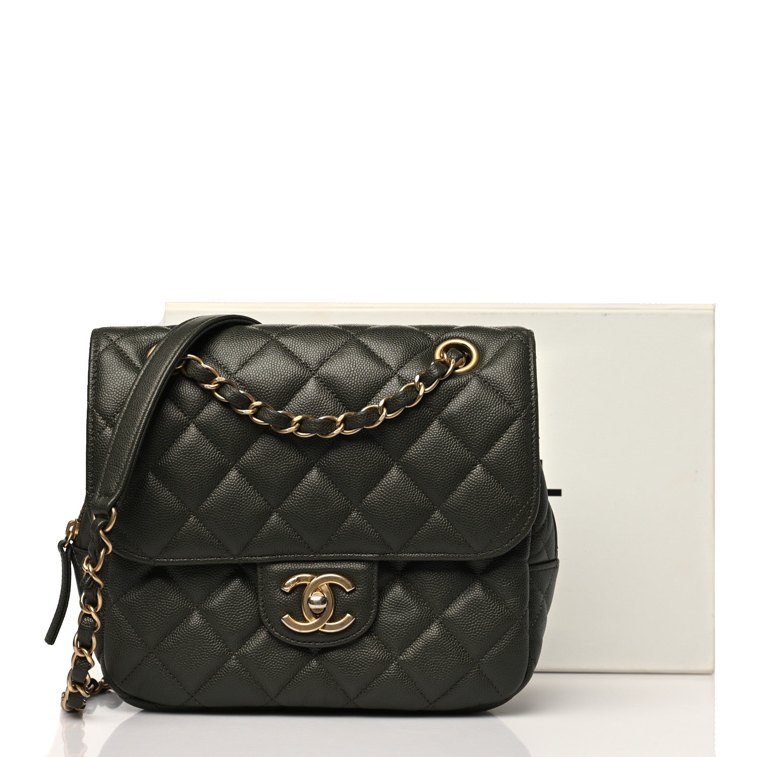 Chanel Caviar Quilted Zip Flap Khaki 11 of 11