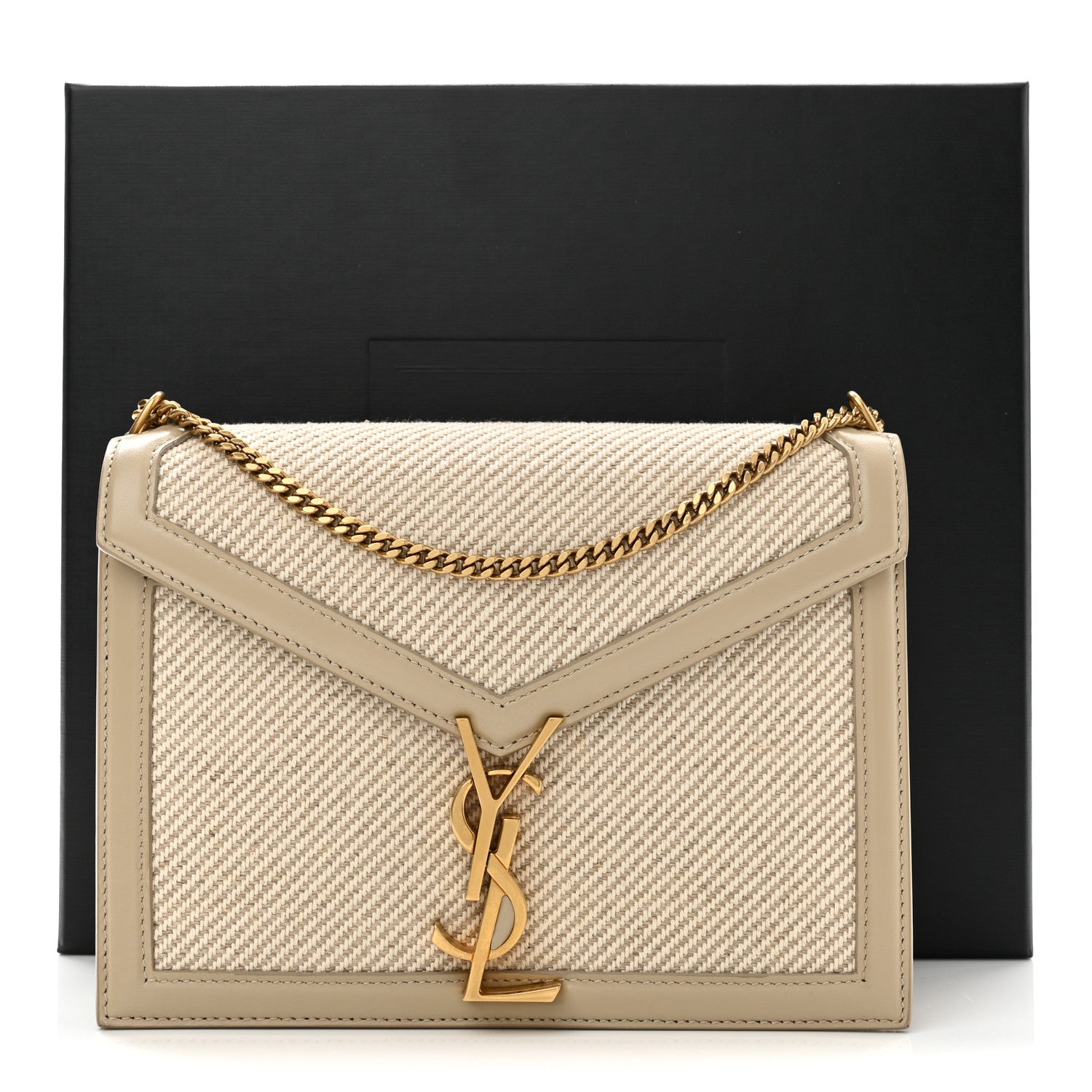 Saint Laurent Canvas Calfskin Classic Monogram Cassandra Natural Beige Sea Salt 11 of 11