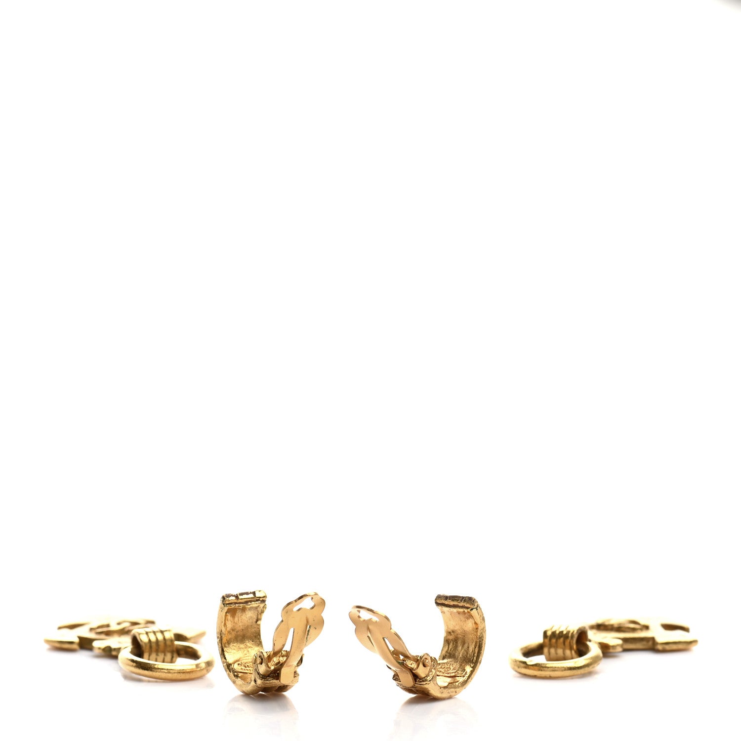 Chanel CC Cross Clip On Earrings Gold 3 of 4