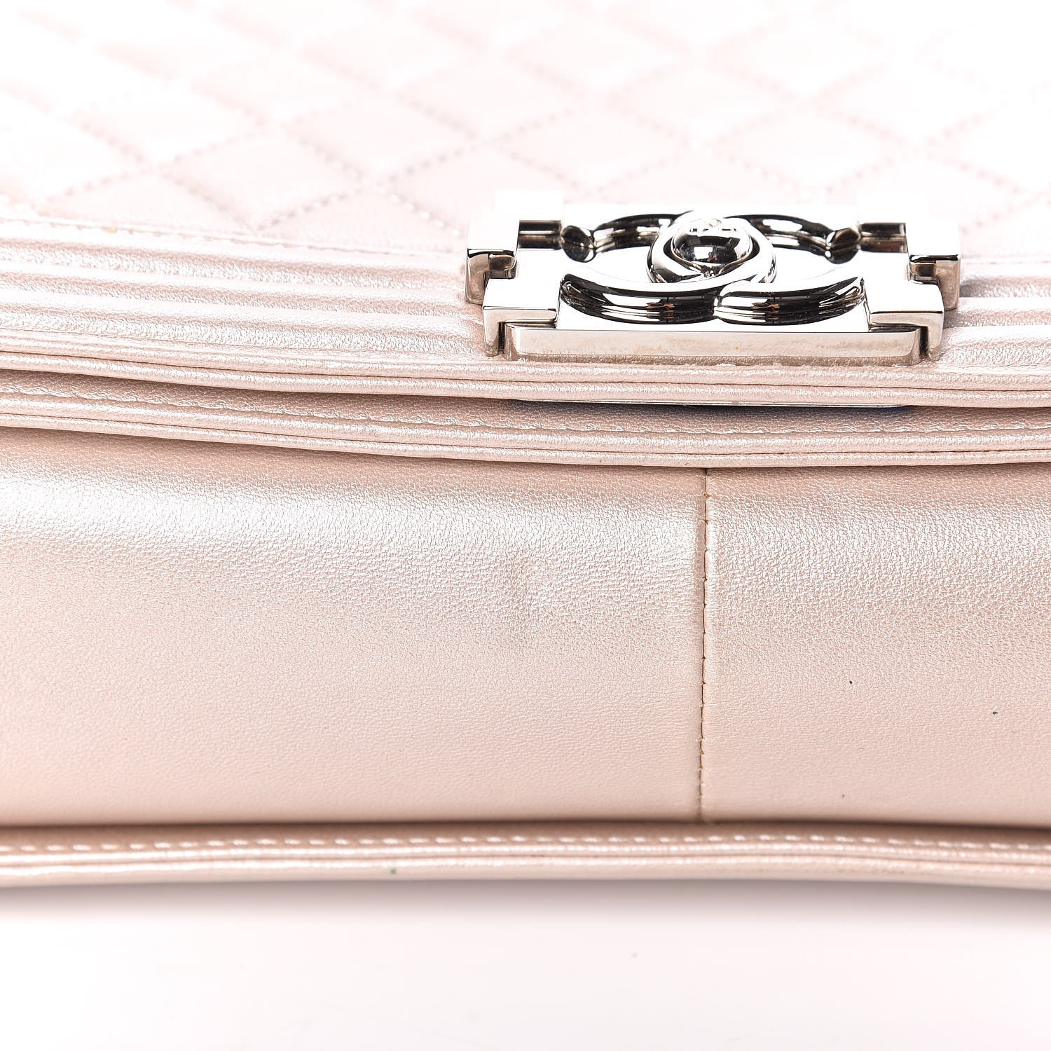Chanel Metallic Lambskin Quilted Large Boy Flap Light Beige 10 of 11
