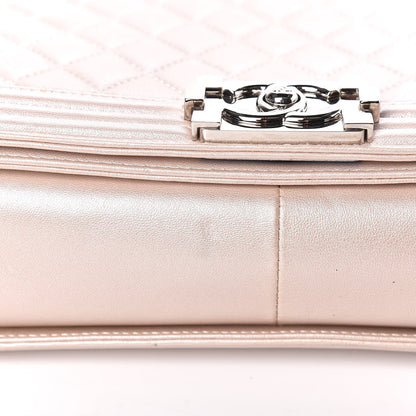 Chanel Metallic Lambskin Quilted Large Boy Flap Light Beige 10 of 11