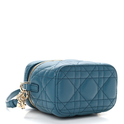 Christian Dior Lambskin Cannage Micro Lady Dior Vanity Case Blue 4 of 8