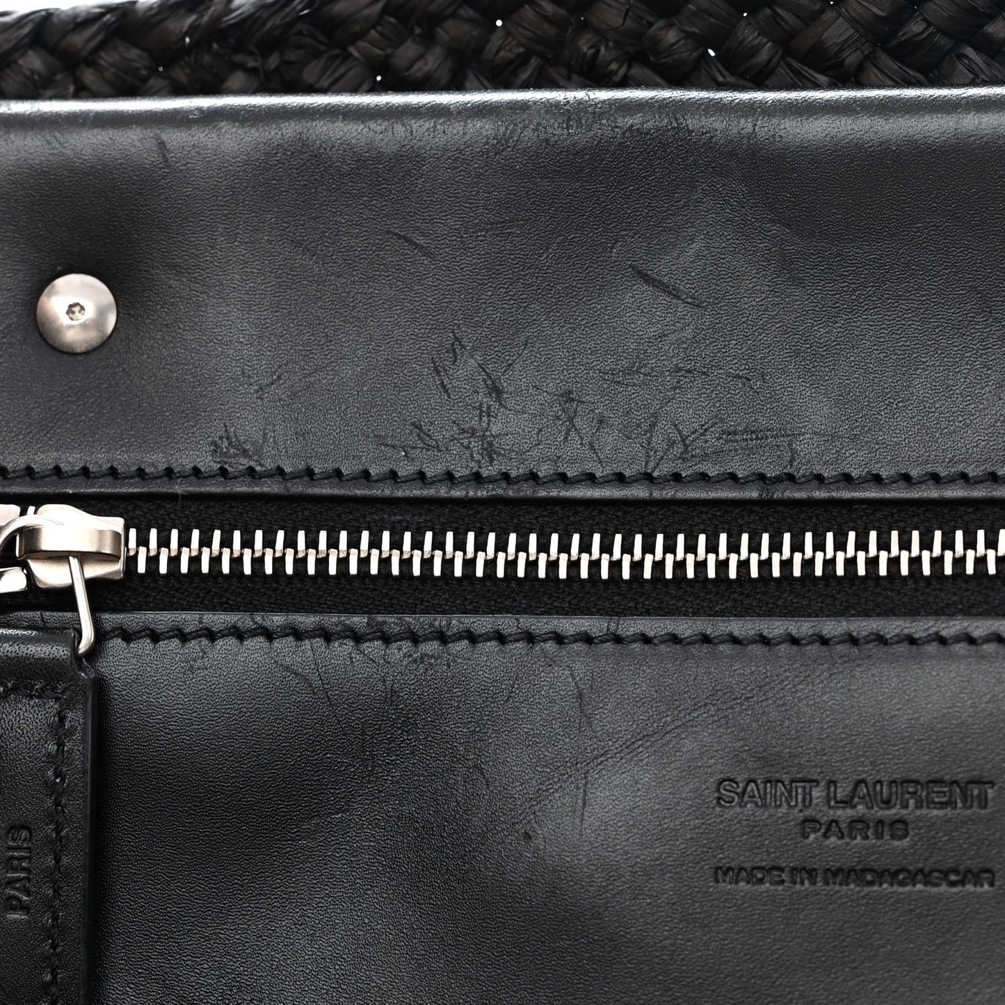 Raffia Medium Panier Bag Black