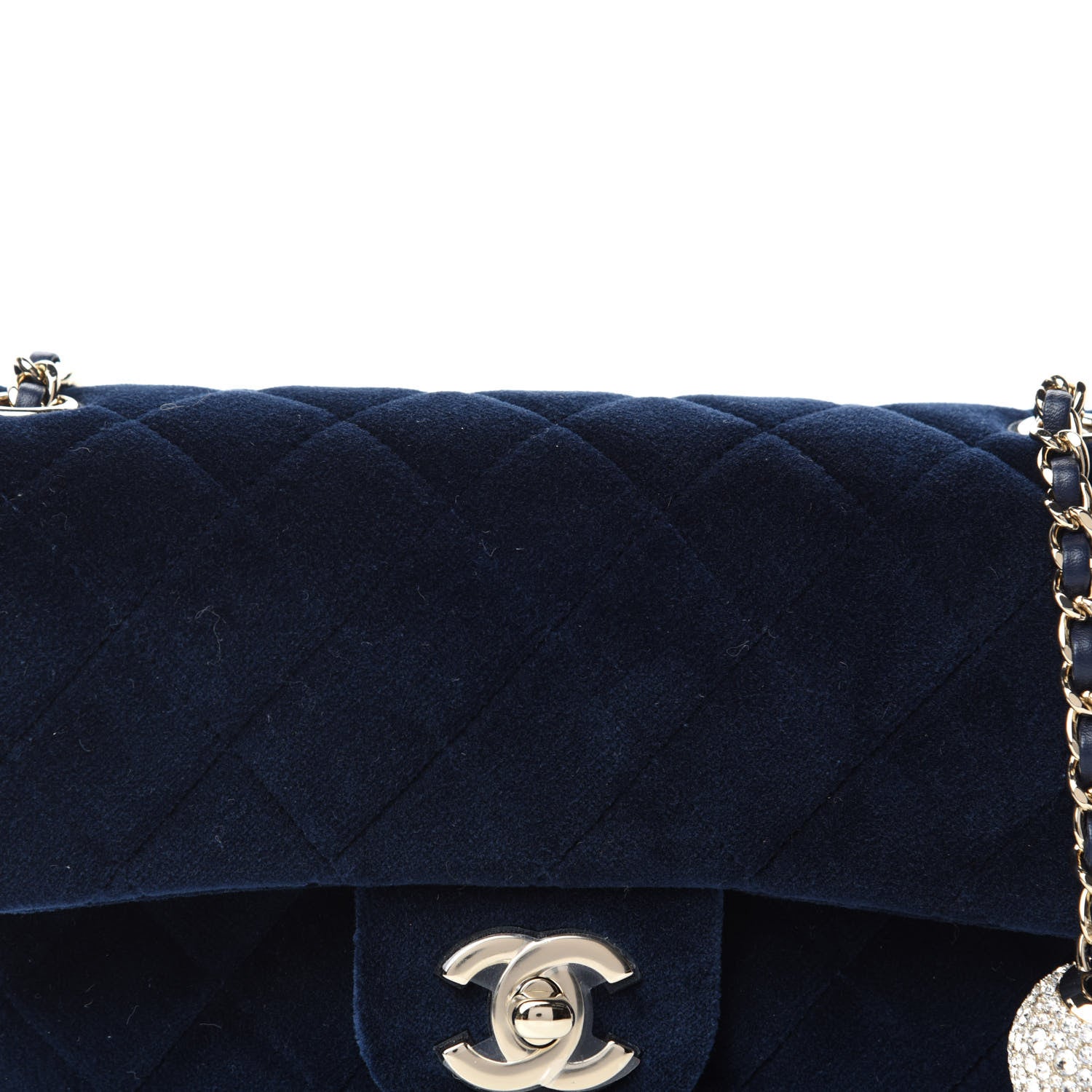 Chanel Velvet Quilted Mini Rectangular Pearl Crush Flap Navy 10 of 11