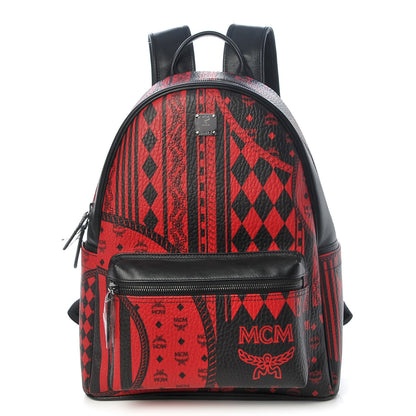 MCM Visetos Baroque Print Medium Stark Backpack Black Red 1 of 11