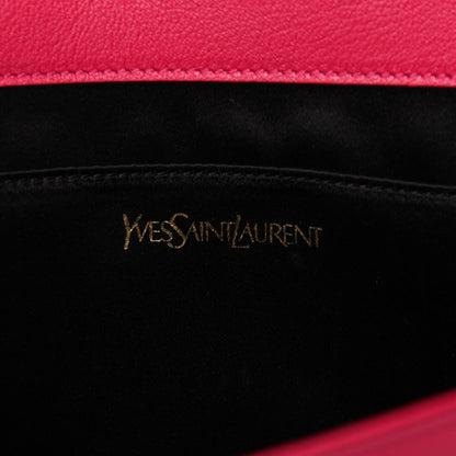Saint Laurent Calfskin Monogram Large Belle De Jour Clutch Lipstick Fuchsia 8 of 8